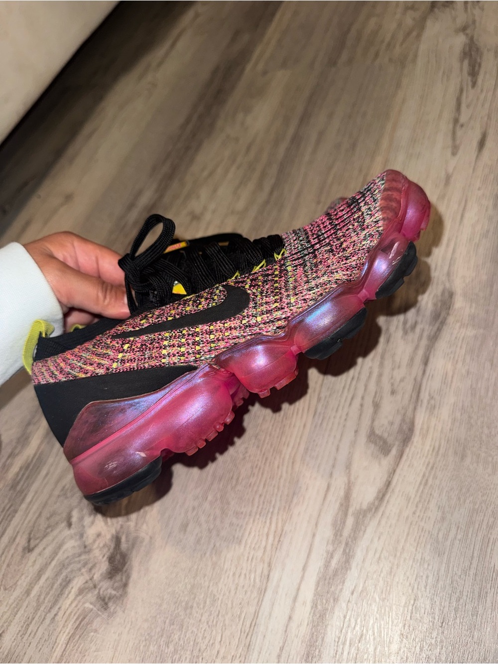 Nike Multicolor Pink Knit VaporMax with Black Swoosh